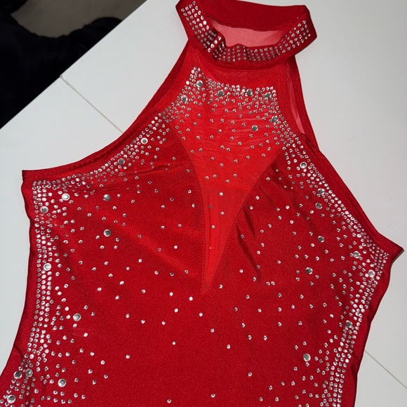 SHEIN Red Rhinestone Mini Dress - Picture 3 of 5